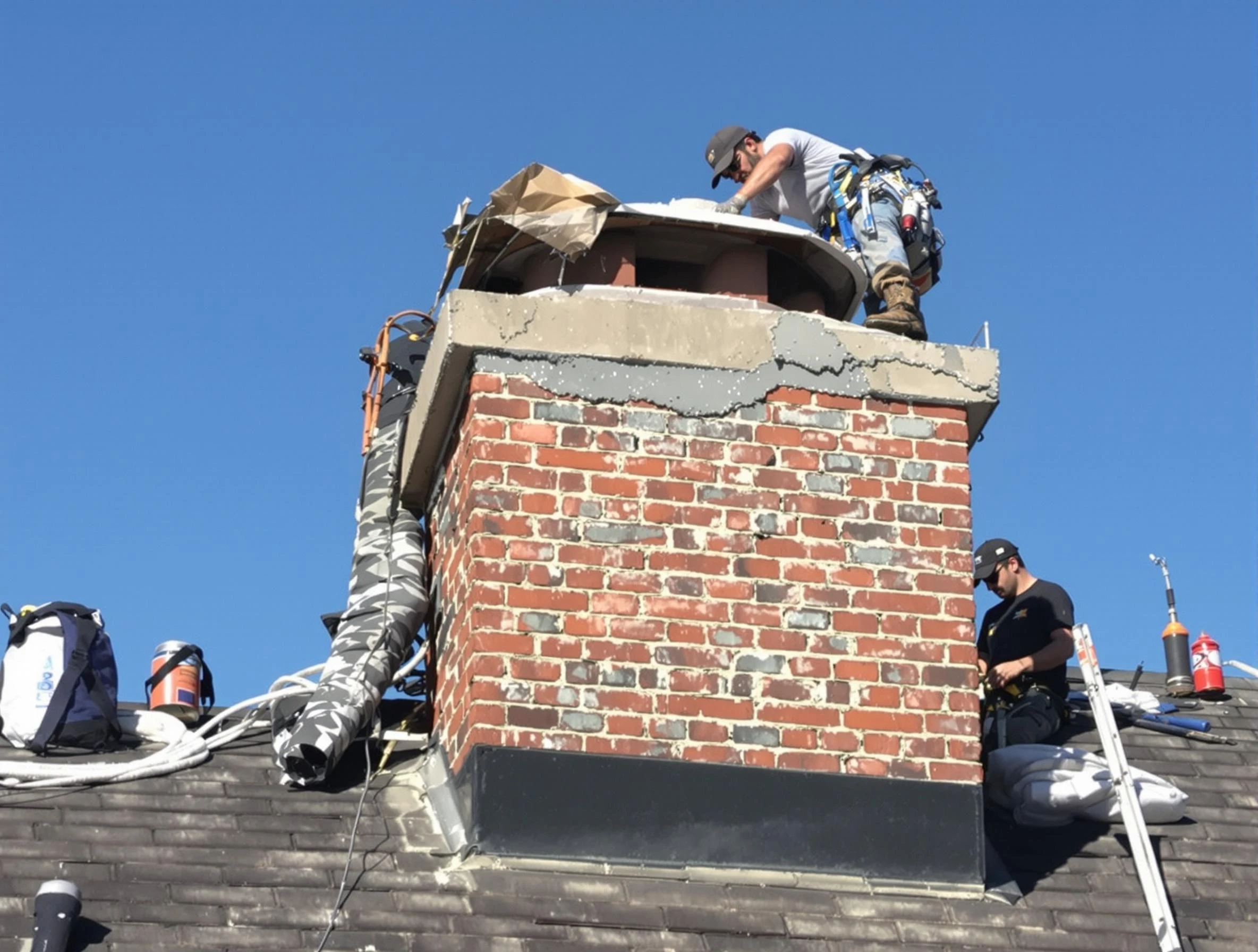 Welby Chimney Sweep installing a custom chimney crown in Welby, CO