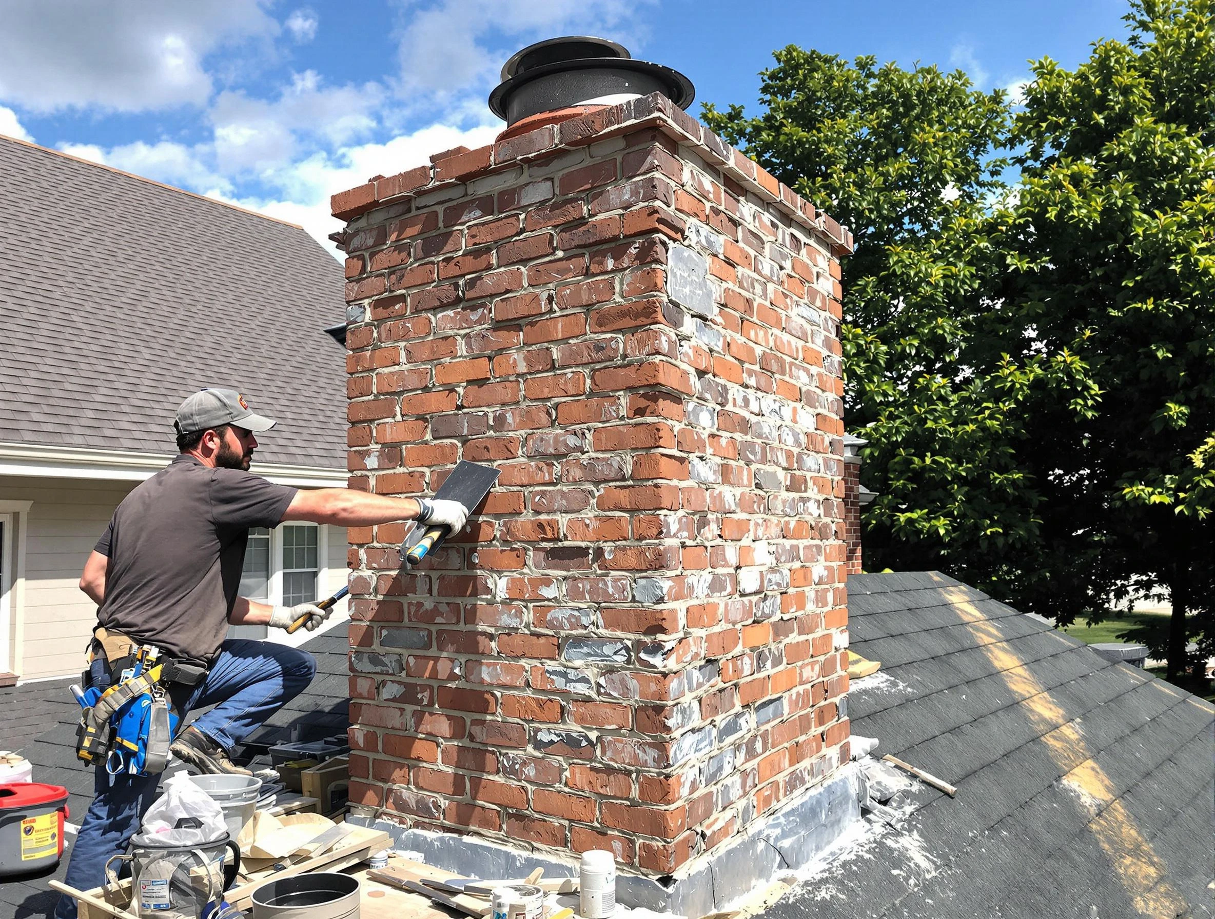Completed chimney rebuild by Welby Chimney Sweep in Welby, CO
