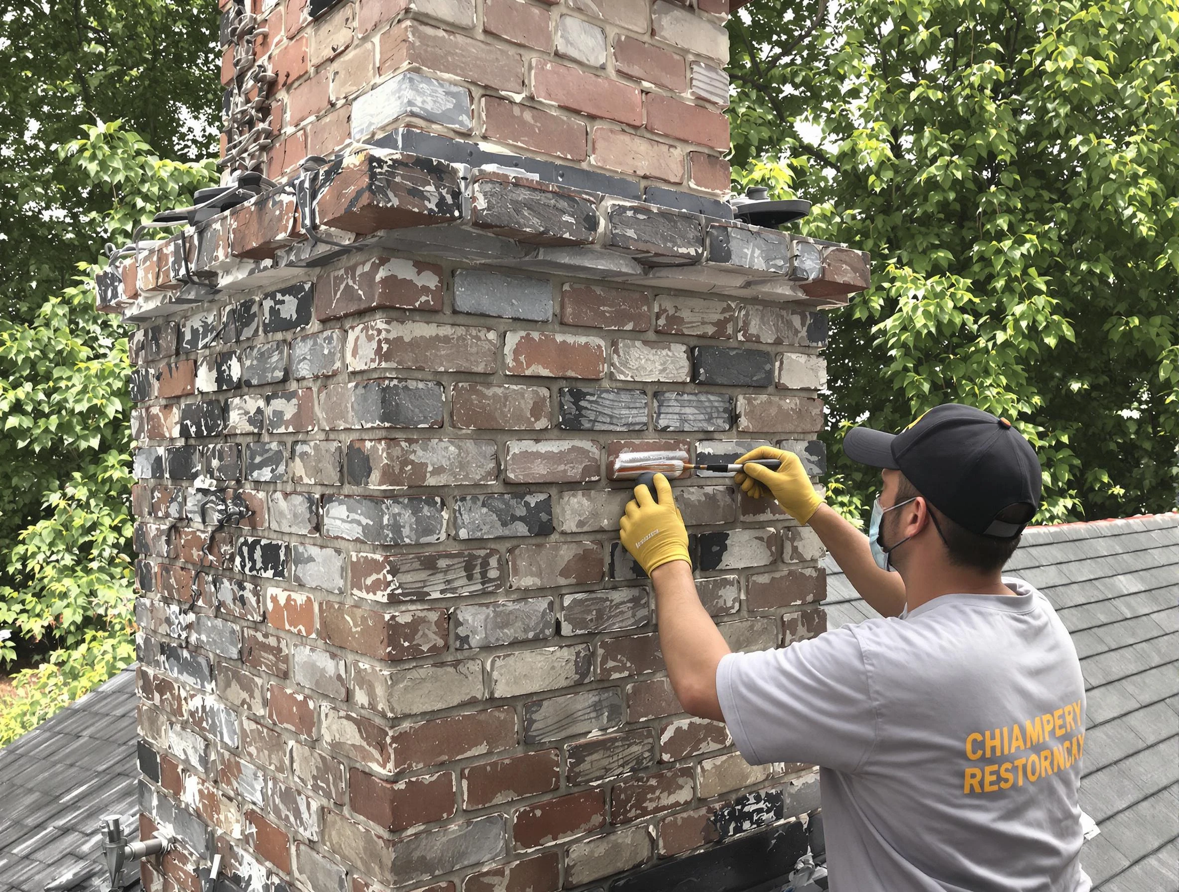 In-progress chimney restoration by Welby Chimney Sweep in Welby, CO